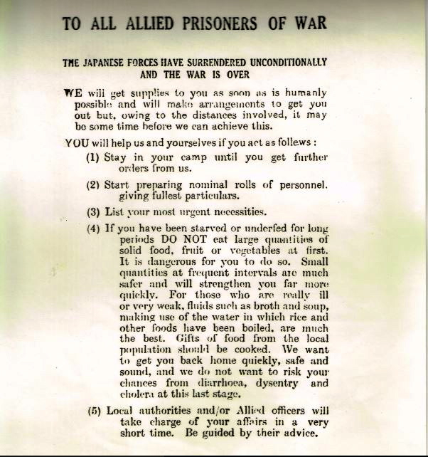 Notice To All Allied Prisoners of War