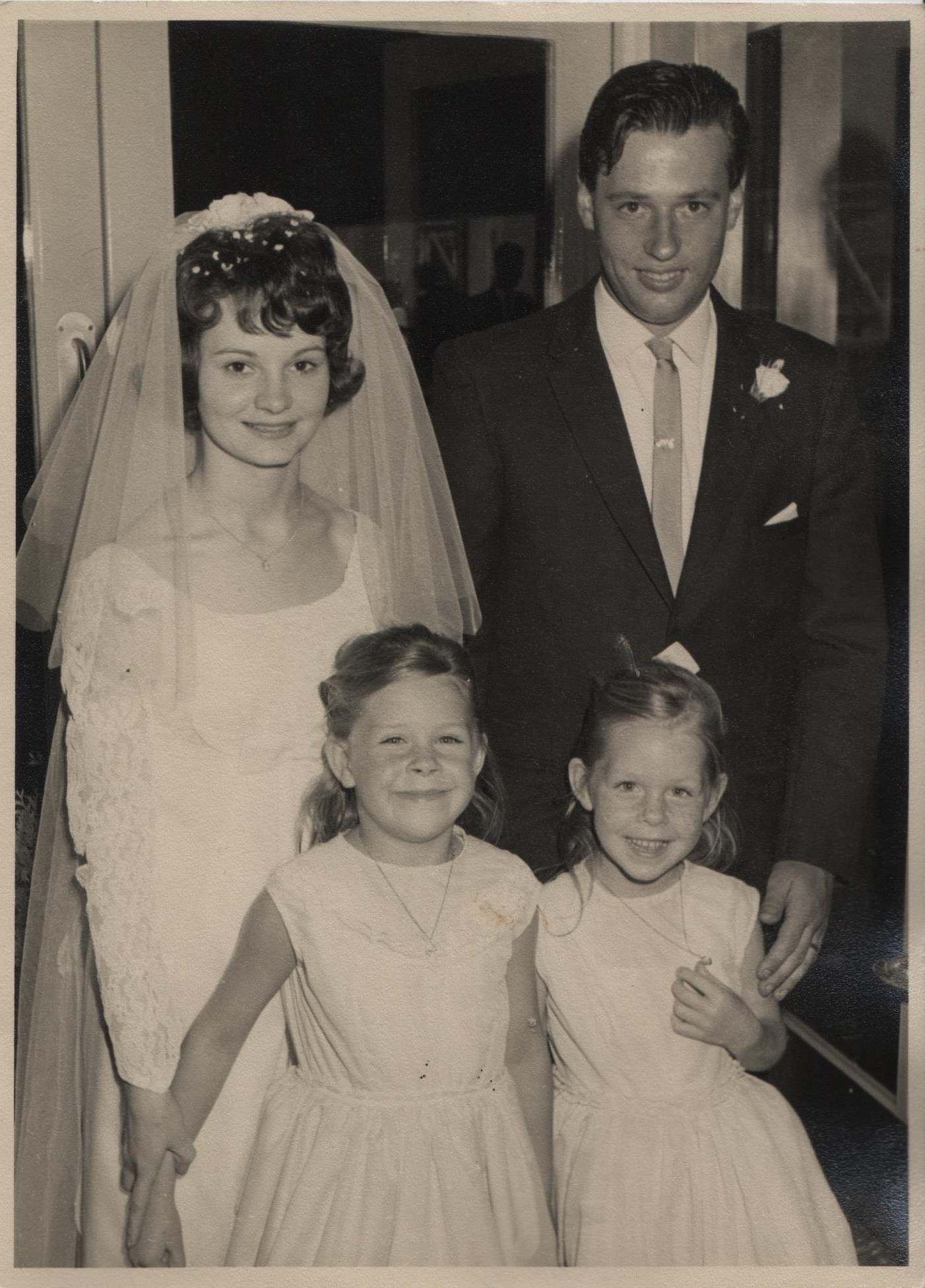 Ron and Marion Burchell with Marion's Bridesmaids